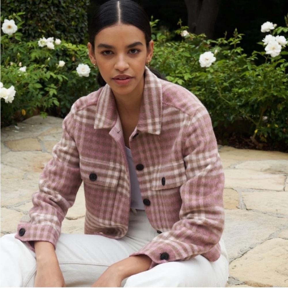 Rails Steffi Plaid Wool Blend Cropped Shirt Jacket | SMALL
